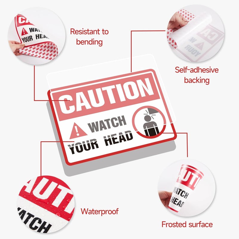 LUHIMO 2 PCS Watch Your Head Sign Stickers, Easy Installation Self Adhesive Vinyl Mind Your Head Safety Signs Decals for Warehouse, Basement, Low Clearance and Factory - Image 3